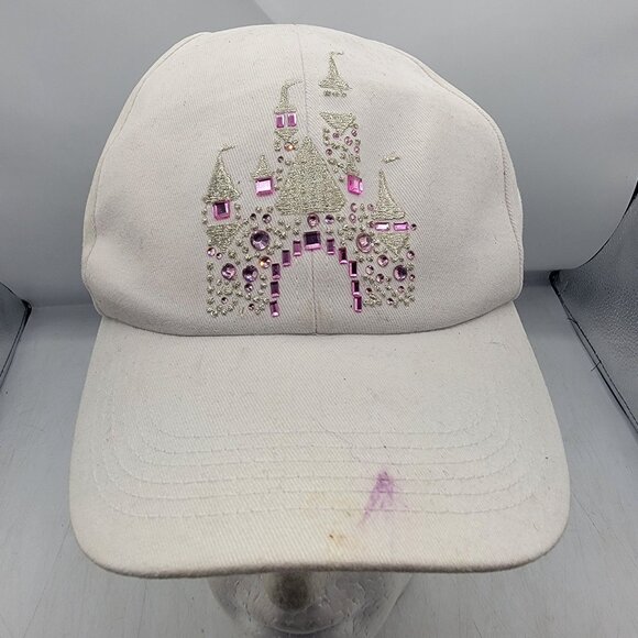 Disney Parks Adults White Bling Castle Embellished Hat Cap Casual Outdoors - Picture 1 of 9